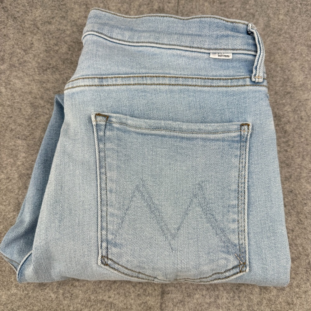 MOTHER Mid Rise Dazzler Crop Fray Jeans Women's 34 (33x26) Light Wash Style 1756